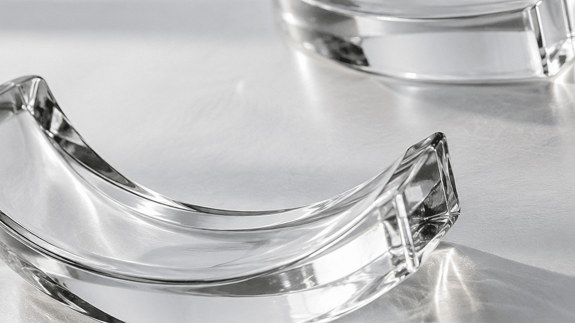Polished optical glass catching soft daylight